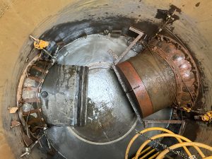 その３-写真１　No.3推進施工状況（推進機到達）